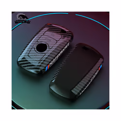 NEW Carbon fiber PC Car Smart Key Fob Case SKin Cover For BMW 3 4 5 Series - A Metallic silver