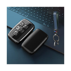 ABS Carbon Fiber Car Remote Key Case Cover Holder for Land Rover Range - Grey set