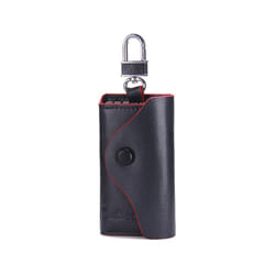 'S Men Genuine Leather Key Wallet Male Housekeeper Small Key Holders - BLACK