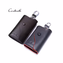 'S Men Genuine Leather Key Wallet Male Housekeeper Small Key Holders - BLACK