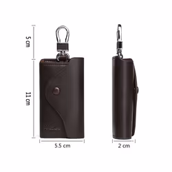 'S Men Genuine Leather Key Wallet Male Housekeeper Small Key Holders - BLACK