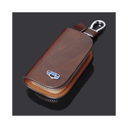 Leather Car Logo Key Case For Geely Atlas Boyue NL3 Emgrand X7 EmgrarandX7 - Brown