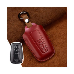 Leather Car Key Case For Toyota Camry CHR Prius Corolla RAV4 Prado 2017 - A 3 Button Red