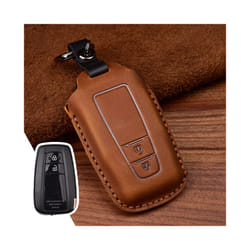Leather Car Key Case For Toyota Camry CHR Prius Corolla RAV4 Prado 2017 - A 2 Button Brown