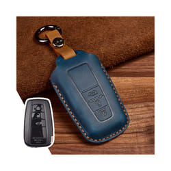 Leather Car Key Case For Toyota Camry CHR Prius Corolla RAV4 Prado 2017 - A 3 Button Blue