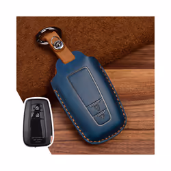 Leather Car Key Case For Toyota Camry CHR Prius Corolla RAV4 Prado 2017 - A 2 Button Blue
