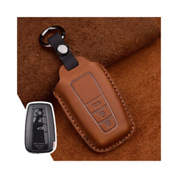 Leather Car Key Case For Toyota Camry CHR Prius Corolla RAV4 Prado 2017 - A 3 Button Brown