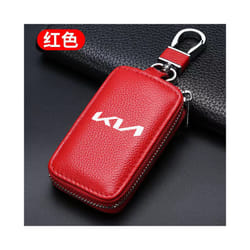 Leather Car Key Case Remote Key Cover Car Accessories For KIA Carnival - Red