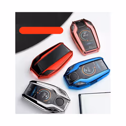 TPU Car Fully Key Case LED Display Key Cover Case for BMW 5 7 series - 1 pcs red
