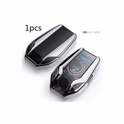 TPU Car Fully Key Case LED Display Key Cover Case for BMW 5 7 series - 1 pcs Silver