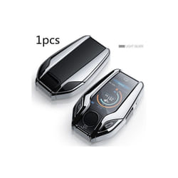 TPU Car Fully Key Case LED Display Key Cover Case for BMW 5 7 series - 1 pcs Silver