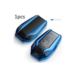 TPU Car Fully Key Case LED Display Key Cover Case for BMW 5 7 series - 1 pcs blue