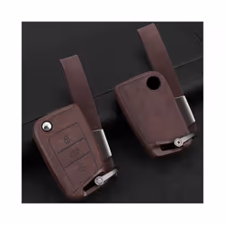 Tpu+Suede Leather Car Key Case Cover For Volkswagen VW Golf 7 MK7 Tiguan - Red, without keychain