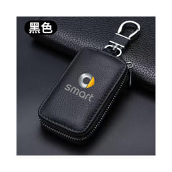 For Smart 451 451 Fortwo Forfour Leather Zipper Car Key Cover Storage - Black