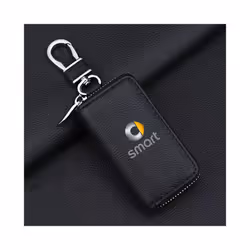 For Smart 451 451 Fortwo Forfour Leather Zipper Car Key Cover Storage - Black
