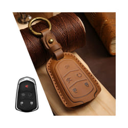 Luxury Leather Car Key Case Cover Fob Protector Keychain Accessories - 5 Button Brown