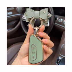 Bow Car Key Case Cover for VW Golf 5 Gti 7 Polo Golf 7 5 6 Mk6 7 R 7 - C green bow ring
