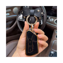 Bow Car Key Case Cover for VW Golf 5 Gti 7 Polo Golf 7 5 6 Mk6 7 R 7 - C black bow ring