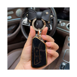 Bow Car Key Case Cover for VW Golf 5 Gti 7 Polo Golf 7 5 6 Mk6 7 R 7 - C black bow ring