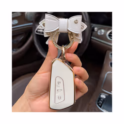 Bow Car Key Case Cover for VW Golf 5 Gti 7 Polo Golf 7 5 6 Mk6 7 R 7 - C black bow ring
