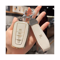 Car Key Case Cover for 2019 2020 2021 2022 Toyota Highlander Camry Rav4 - T beige with R