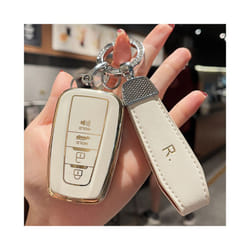 Car Key Case Cover for 2019 2020 2021 2022 Toyota Highlander Camry Rav4 - T beige with R