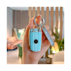 Tpu 3 Buttons Remote  Car Key Case Cover Protector for BMW E90 E60 E70 - Blue
