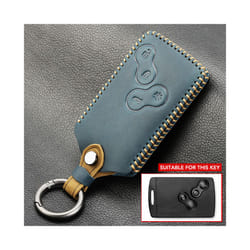 Leather Car Key Cover Case for Renault Clio Megan 3 Kaptur Fluence NEMA - Blue