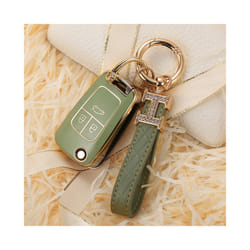 Car Key Case Cover For Chevrolet Cruze Aveo Trax Sail Malibu Captiva - green and keychain