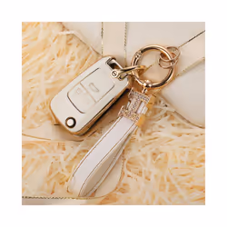 Car Key Case Cover For Chevrolet Cruze Aveo Trax Sail Malibu Captiva - white and keychain