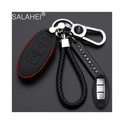 Leather Car Key Case Cover For Nissan Tidda Livida X-Trail T31 T32 Qashqai - B-red