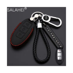 Leather Car Key Case Cover For Nissan Tidda Livida X-Trail T31 T32 Qashqai - C-red