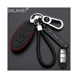 Leather Car Key Case Cover For Nissan Tidda Livida X-Trail T31 T32 Qashqai - A-red