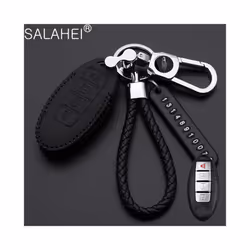Leather Car Key Case Cover For Nissan Tidda Livida X-Trail T31 T32 Qashqai - D-black