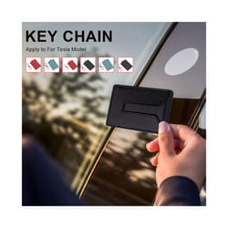 Model 3 Y Leather Car Key Card Holder Protector Cover Key Chain For - Black Model 3