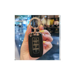 4 Buttons Car Key Case Cover for Kia EQUUS 2012 Optima K5 2011 Forte - black keyring
