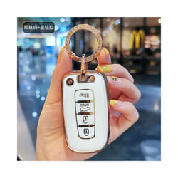 4 Buttons Car Key Case Cover for Kia EQUUS 2012 Optima K5 2011 Forte - white keyring