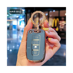 4 Buttons Car Key Case Cover for Kia EQUUS 2012 Optima K5 2011 Forte - grey keyring