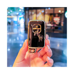 Plating TPU Car Key Case Cover For Toyota Camry Prius Land Cruiser Prado - black shell