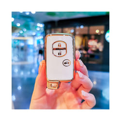 Plating TPU Car Key Case Cover For Toyota Camry Prius Land Cruiser Prado - white shell