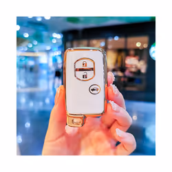 Plating TPU Car Key Case Cover For Toyota Camry Prius Land Cruiser Prado - gold keyring