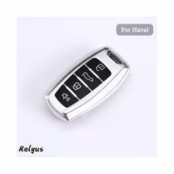 Car TPU Key Case Cover Key Shell Fob Keychain for Great Wall Poer Pao - Silver