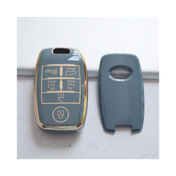 6 Buttons Soft TPU Car Key Case Cover for KIA Sorento Sedona 2020 Grand - grey key cover