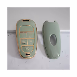 New Electroplated TPU Car Key Cover for Hyundai Santa Fe Tucson 2022 - Green Case