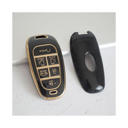 New Electroplated TPU Car Key Cover for Hyundai Santa Fe Tucson 2022 - Black Case
