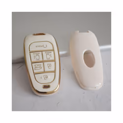 New Electroplated TPU Car Key Cover for Hyundai Santa Fe Tucson 2022 - White Case