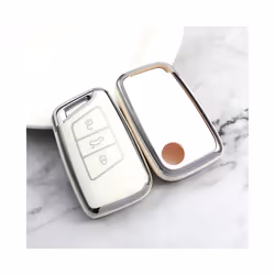 Soft TPU Car Remote Key Case Cover Holder Shell Fob For Volkswagen VW - White Case