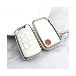 Soft TPU Car Remote Key Case Cover Holder Shell Fob For Volkswagen VW - White Case