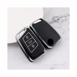 Soft TPU Car Remote Key Case Cover Holder Shell Fob For Volkswagen VW - Black Case