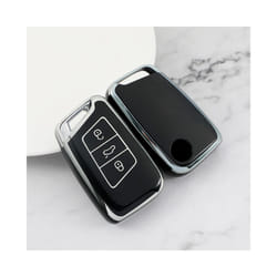 Soft TPU Car Remote Key Case Cover Holder Shell Fob For Volkswagen VW - Black Case
